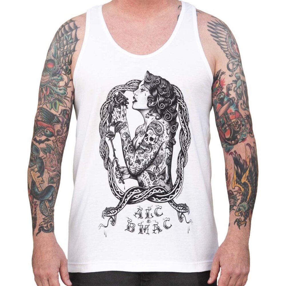 Eve Tattooed Woman & Serpents Rockabilly White Tank Top Shirt S-M-L-XL-XXL NWT